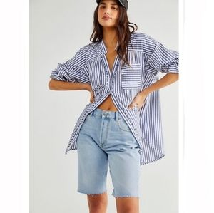 Boyish High Waisted Relaxed Fit Organic Cotton & Tencel Blend Bermuda Sh…